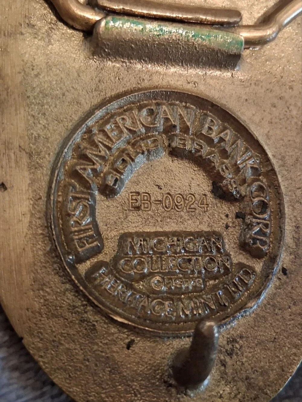 Michigan Belt Buckle Solid Brass Heritage Mint American Bank Corp